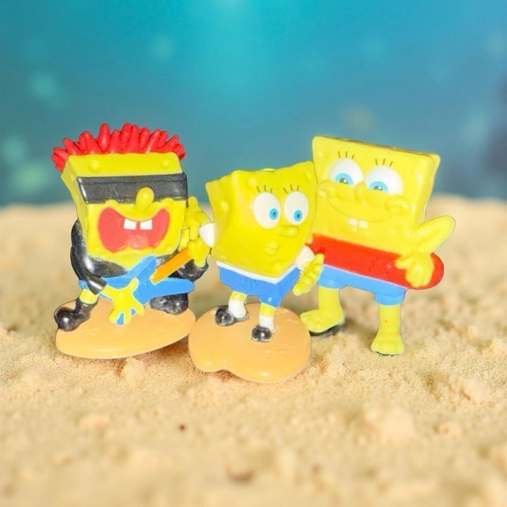 Set of 3 SpongeBob SquarePants PVC Cake Topper Figures 1-1.5"